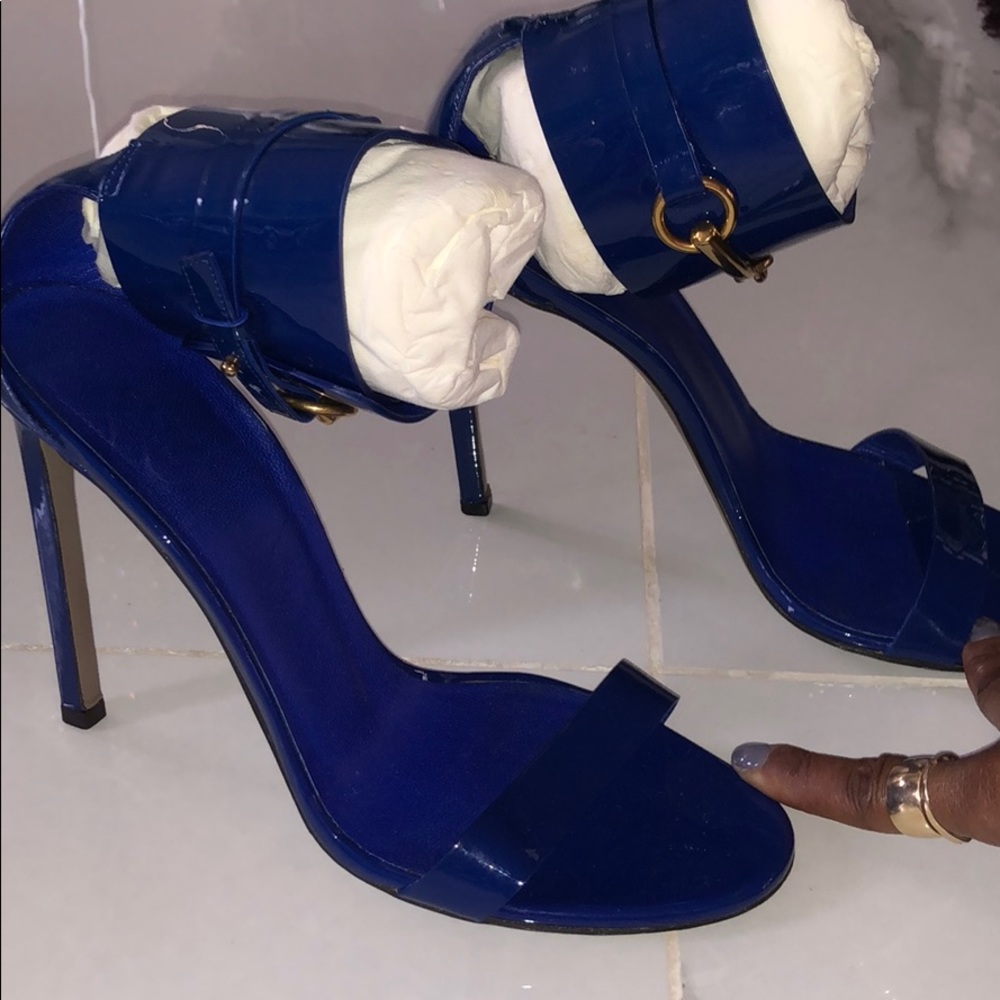 Royal blue Patton Gucci heels with cuff